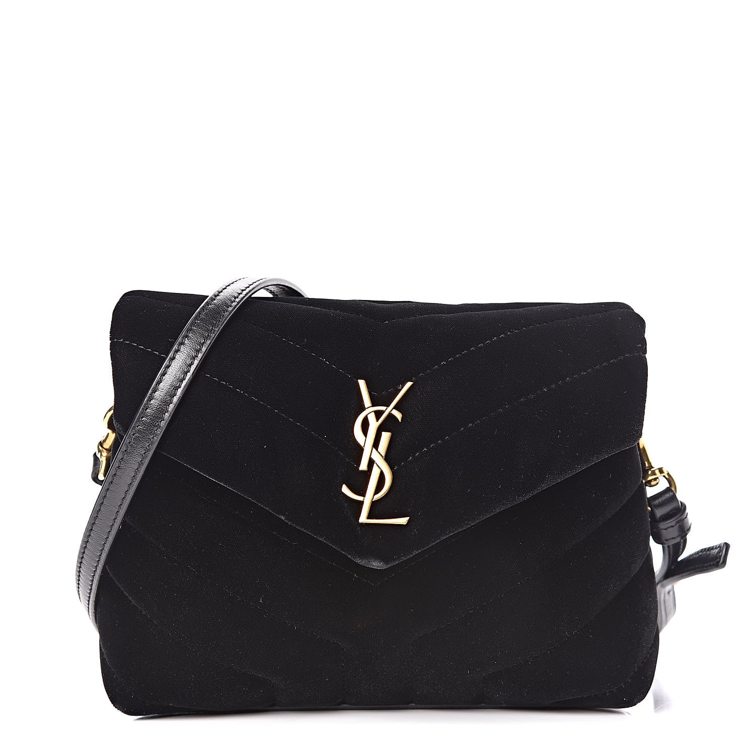 Saint Laurent Velvet Y Quilted Monogram Toy Loulou Chain Satchel French Black 1 of 13