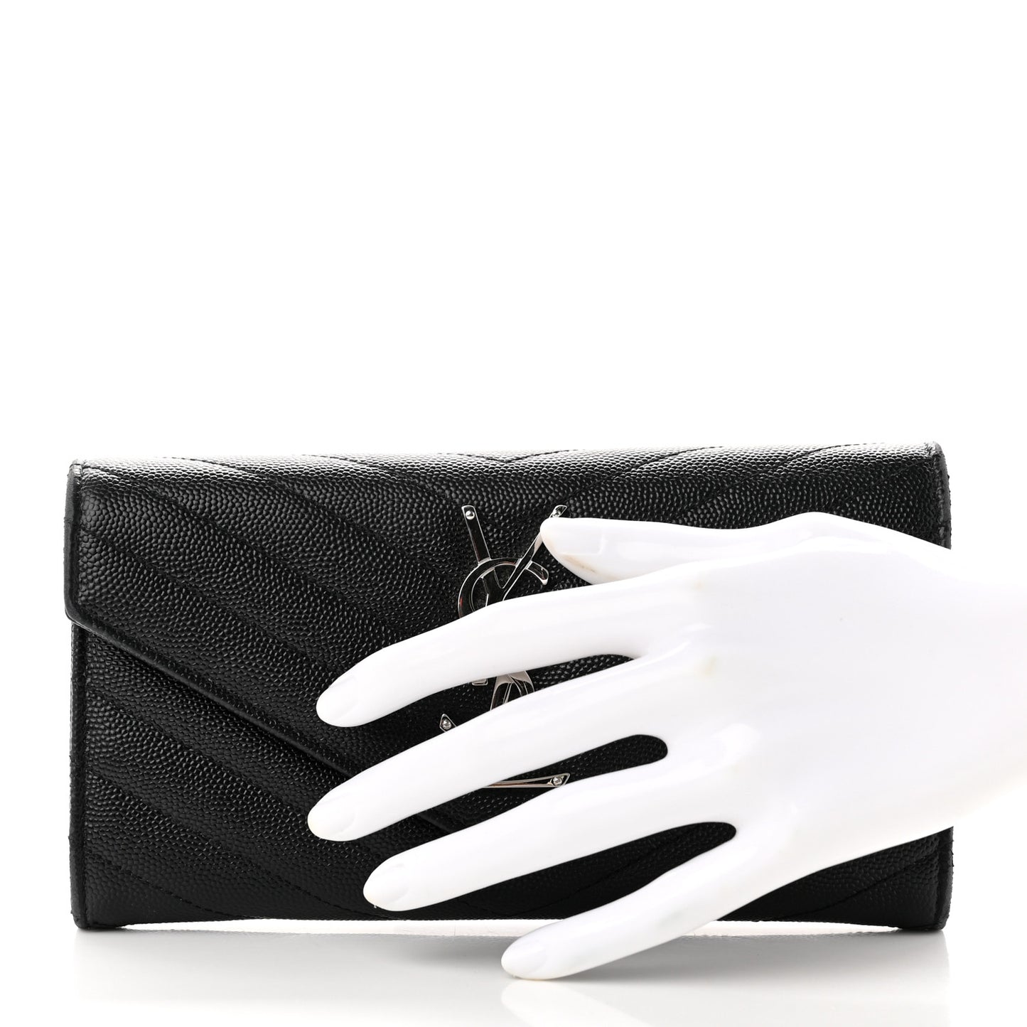 Grain De Poudre Matelasse Chevron Monogram Flap Wallet Black