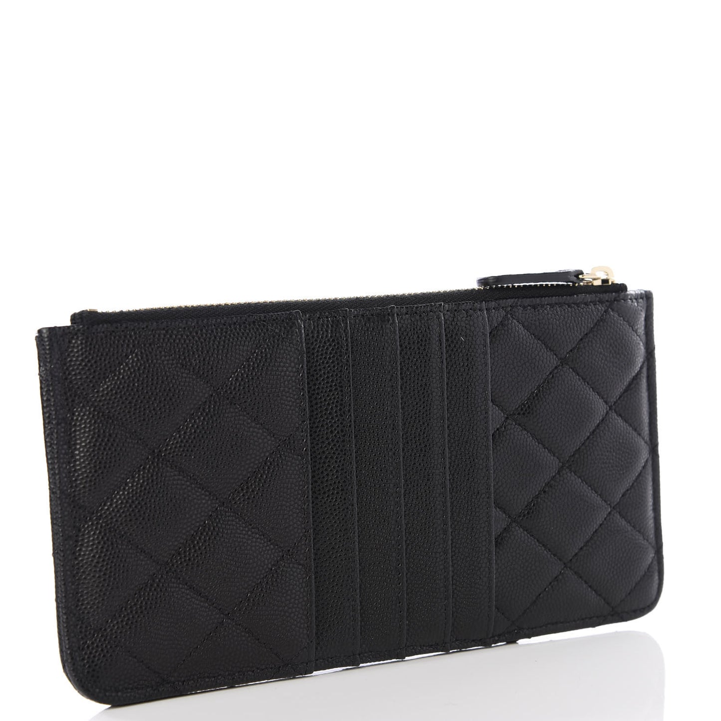 Caviar Quilted Classic Flat Wallet Pouch Black