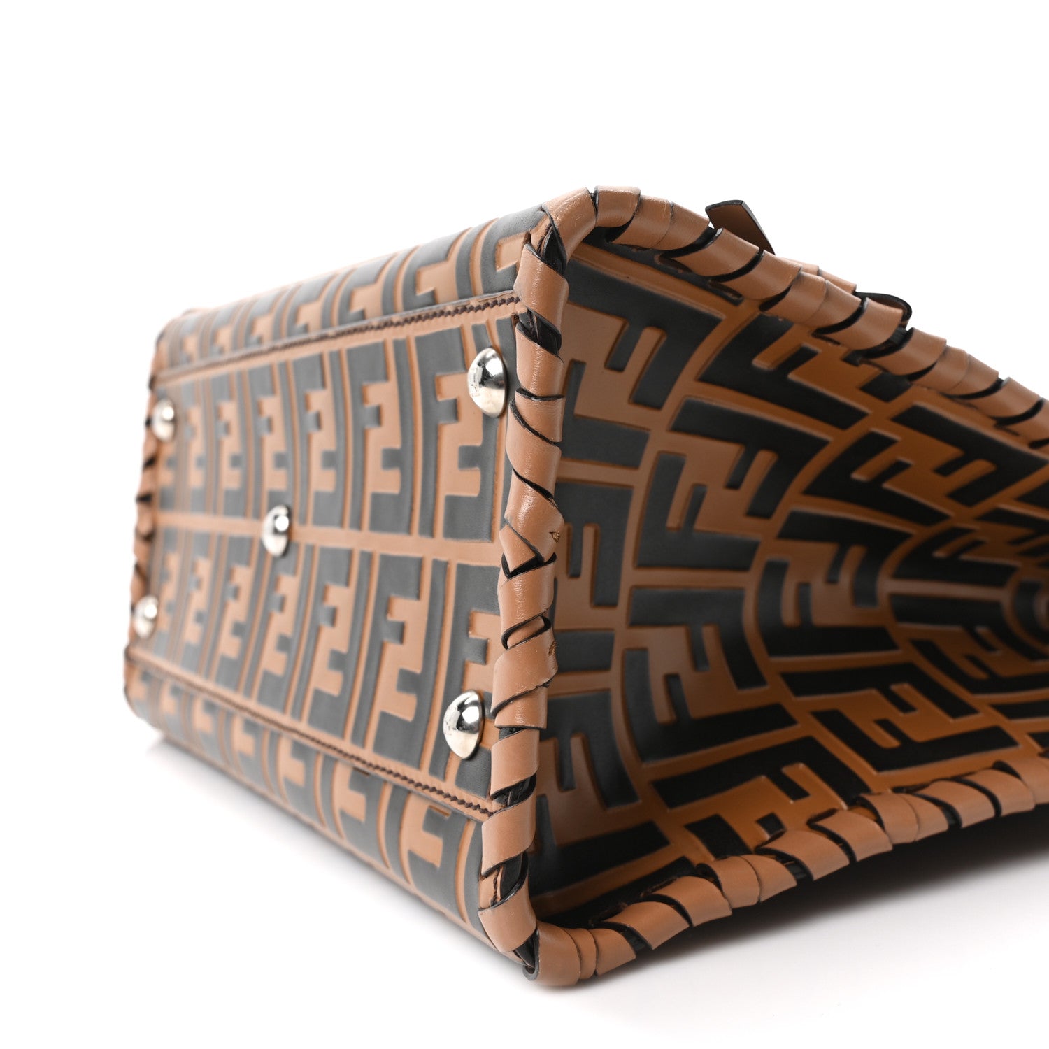 FENDI ハンドバッグ Fendi Vitello Century F is Fendi Whipstitch Threads FF Embossed