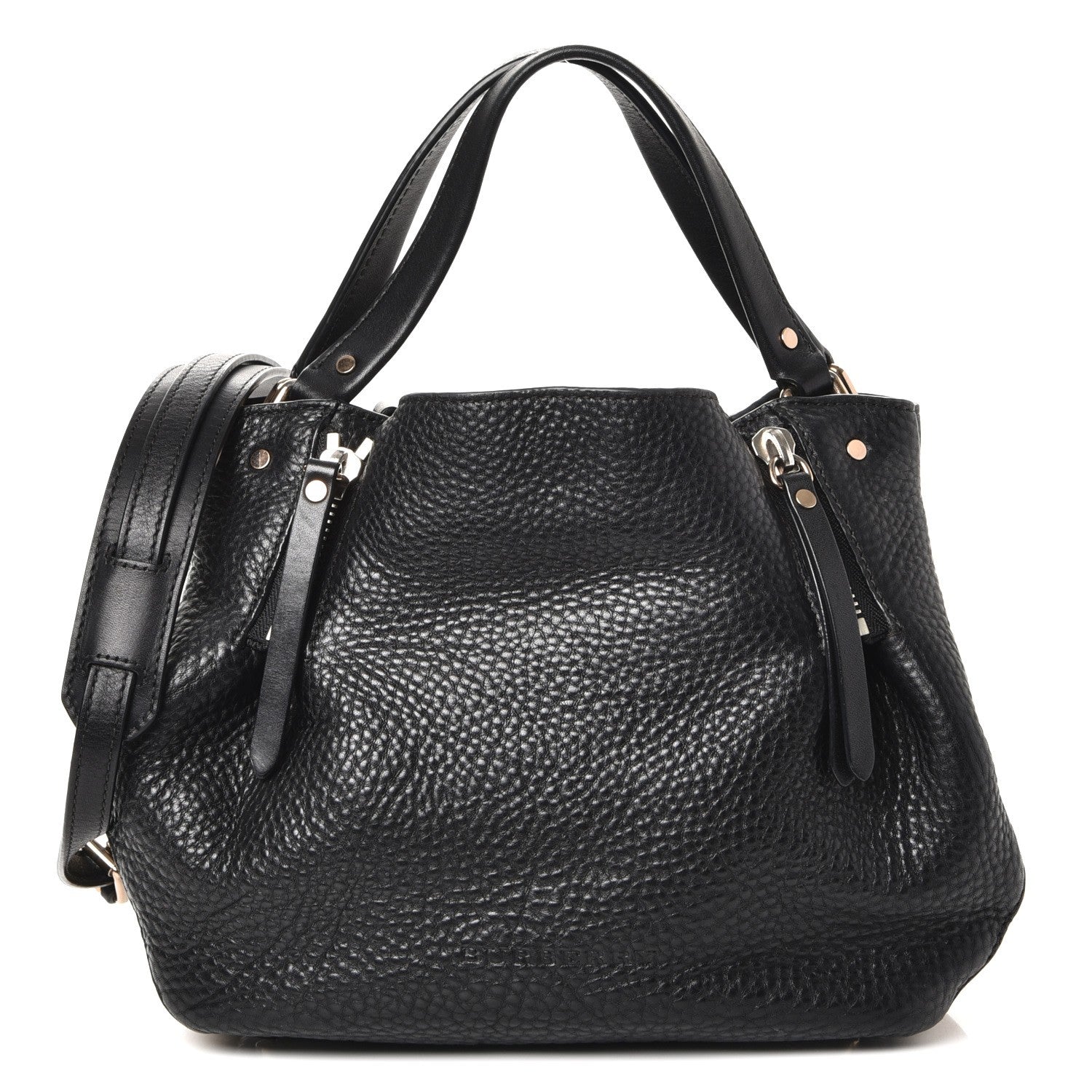 Burberry Grainy Calfskin House Check Small Maidstone Black 1 of 9