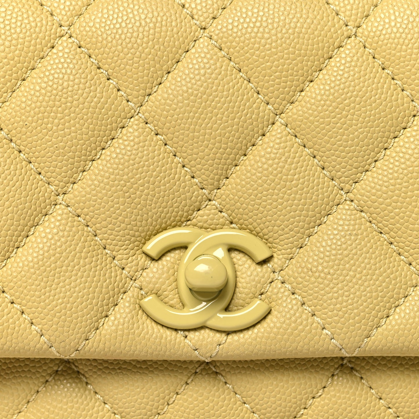 Caviar Quilted Incognito Extra Mini Coco Handle Flap Light Yellow
