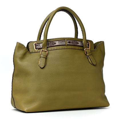 Fendi Calfskin Romano Selleria Villa Borghese Tote Green 2 of 18