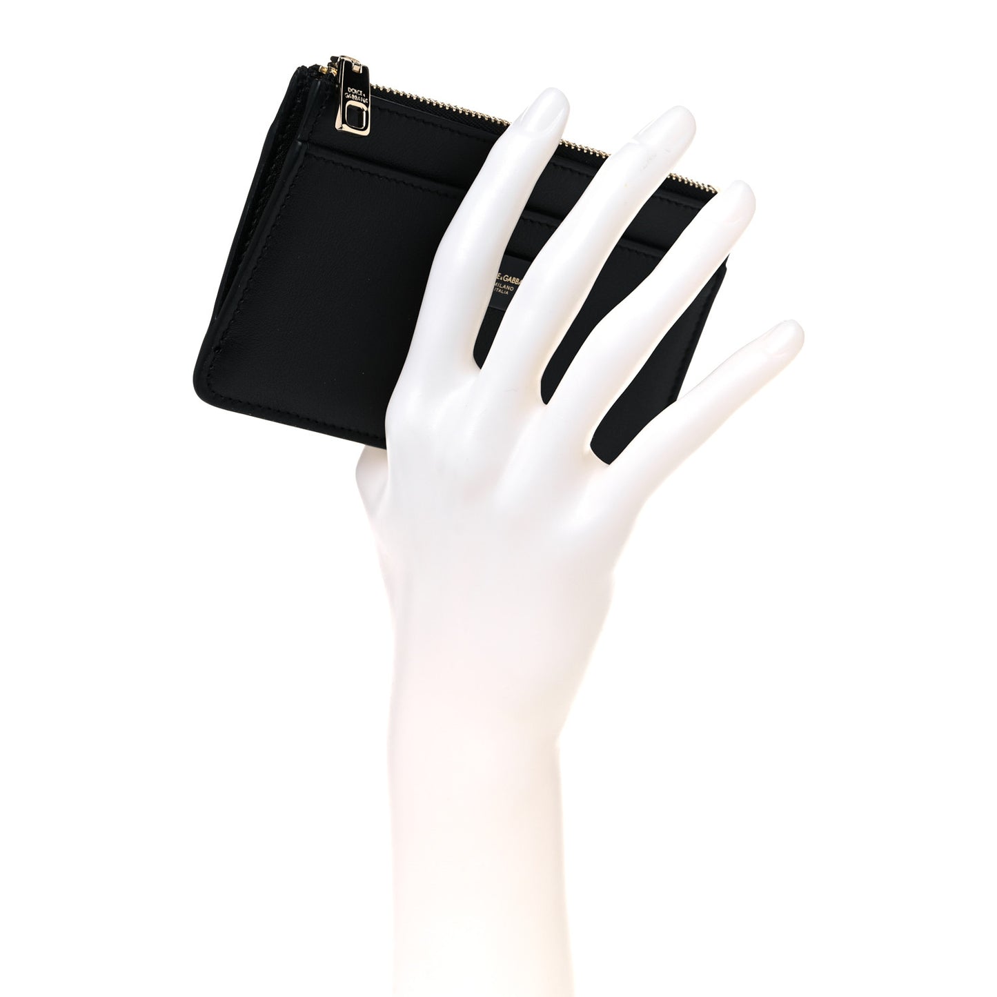 Calfskin Zip Card Holder Black