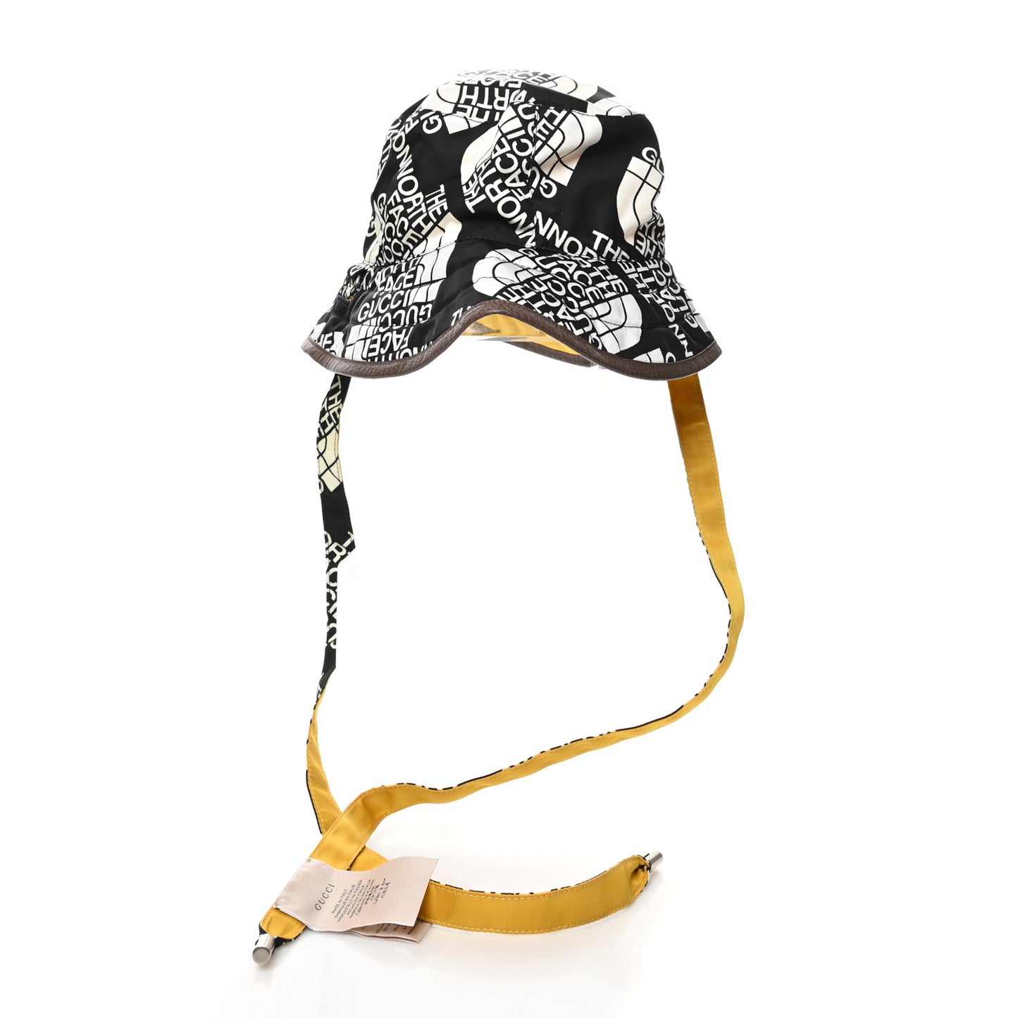 X THE NORTH FACE Nylon Reversible Self-Tie Bucket Hat Black Yellow