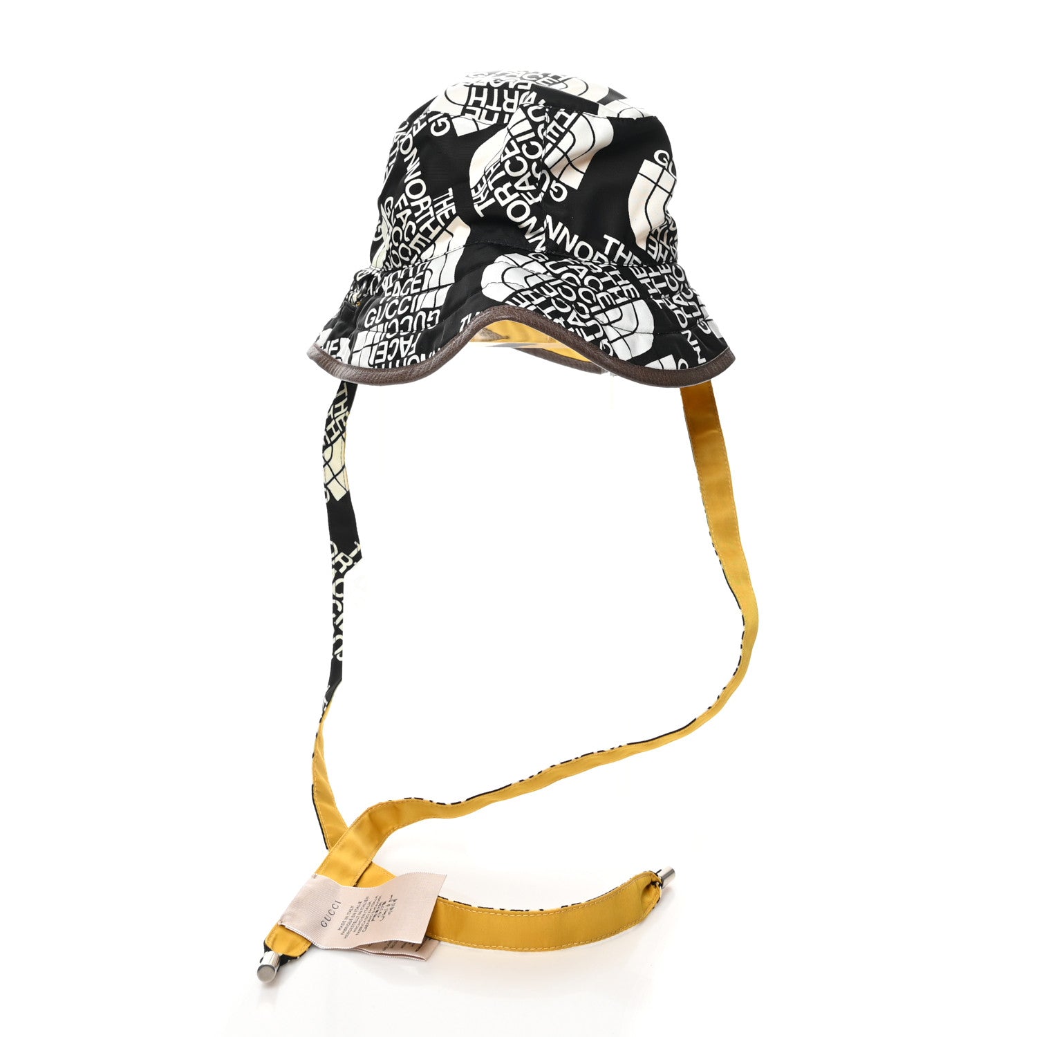 Gucci X THE NORTH FACE Nylon Reversible Self-Tie Bucket Hat Black Yellow 2 of 14