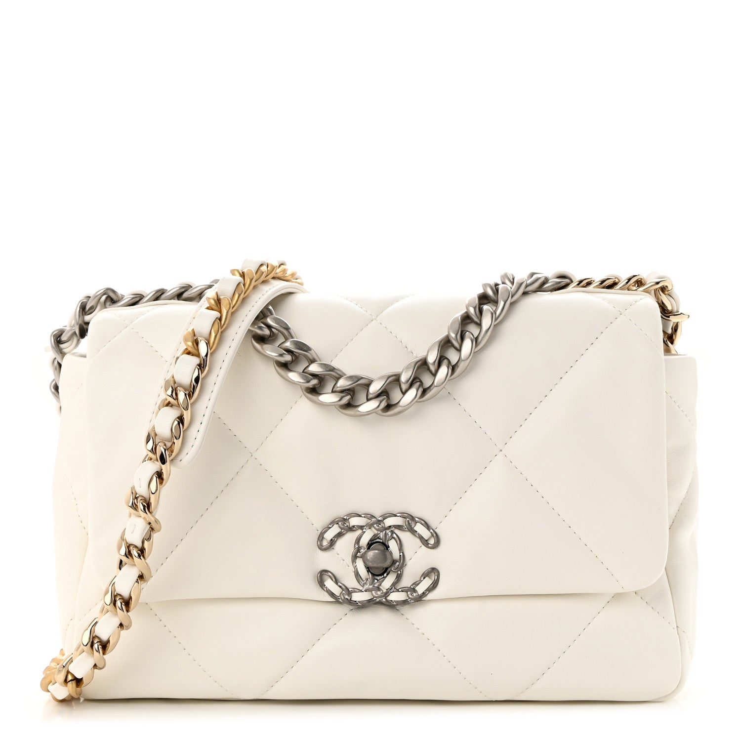 Chanel Lambskin Quilted Medium Chanel 19 Flap White 1 of 11