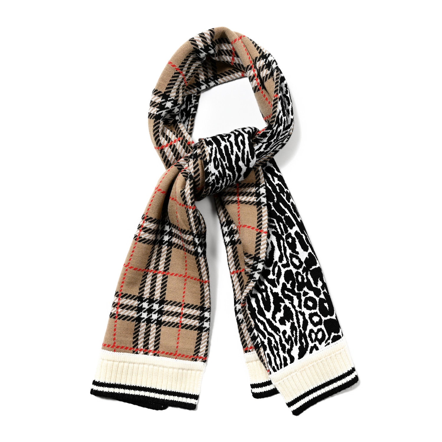 Burberry Wool Vintage Check Children's Leopard Print Scarf Archive Beige 1 of 3