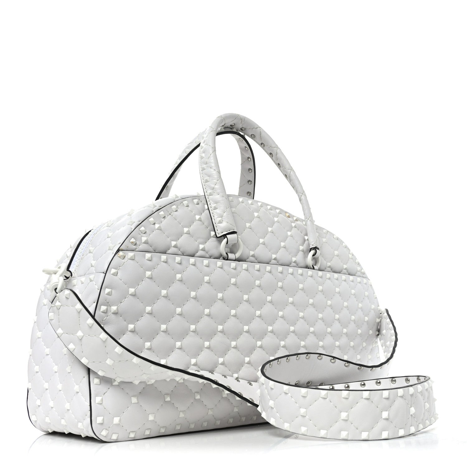 Valentino Garavani Lambskin Free Rockstud Spike Bowling Bag White 3 of 10