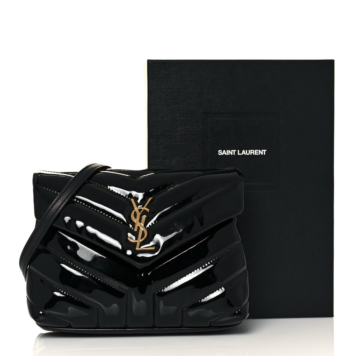 Patent Y Quilted Monogram Toy Loulou Crossbody Bag Black