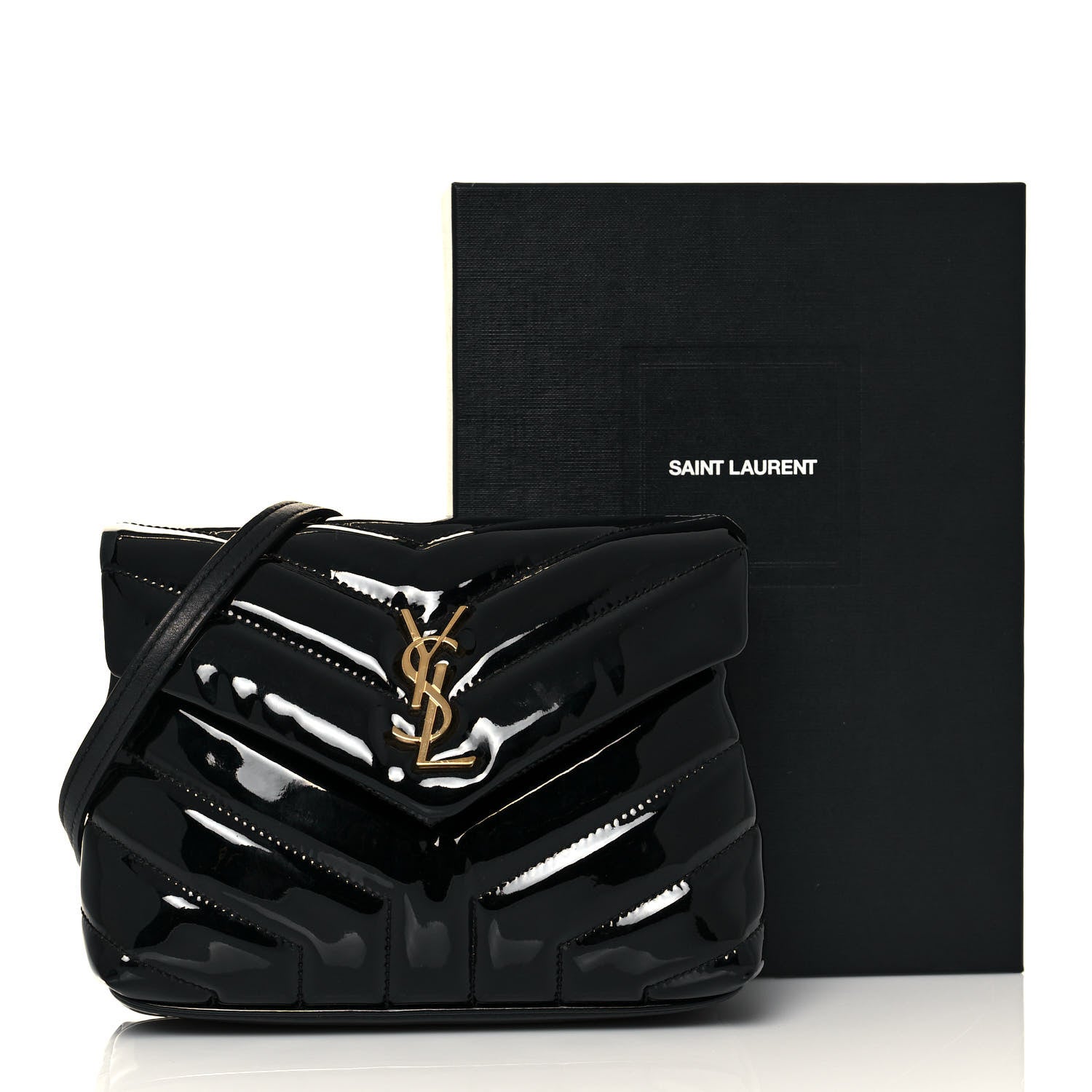 Saint Laurent Patent Y Quilted Monogram Toy Loulou Crossbody Bag Black 14 of 14