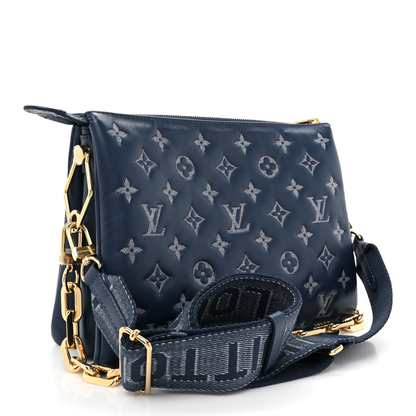 Lambskin Embossed Monogram Coussin PM Denim Blue