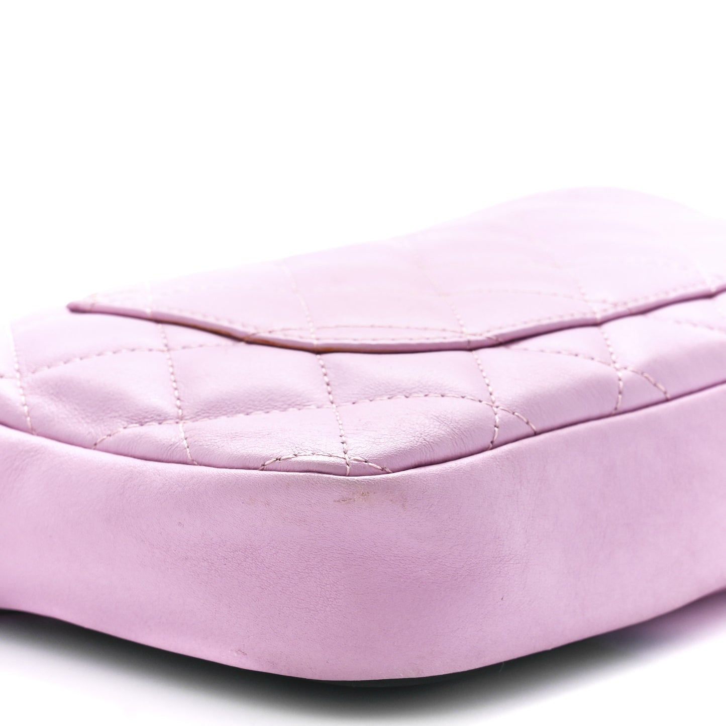 Calfskin Quilted Cambon Pochette Pink Black