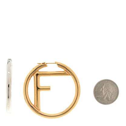 Fendi Metal FF Hoop Earrings Gold Silver 2 of 3