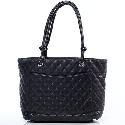 Chanel Calfskin Quilted Large Cambon Tote Black White 3 of 9