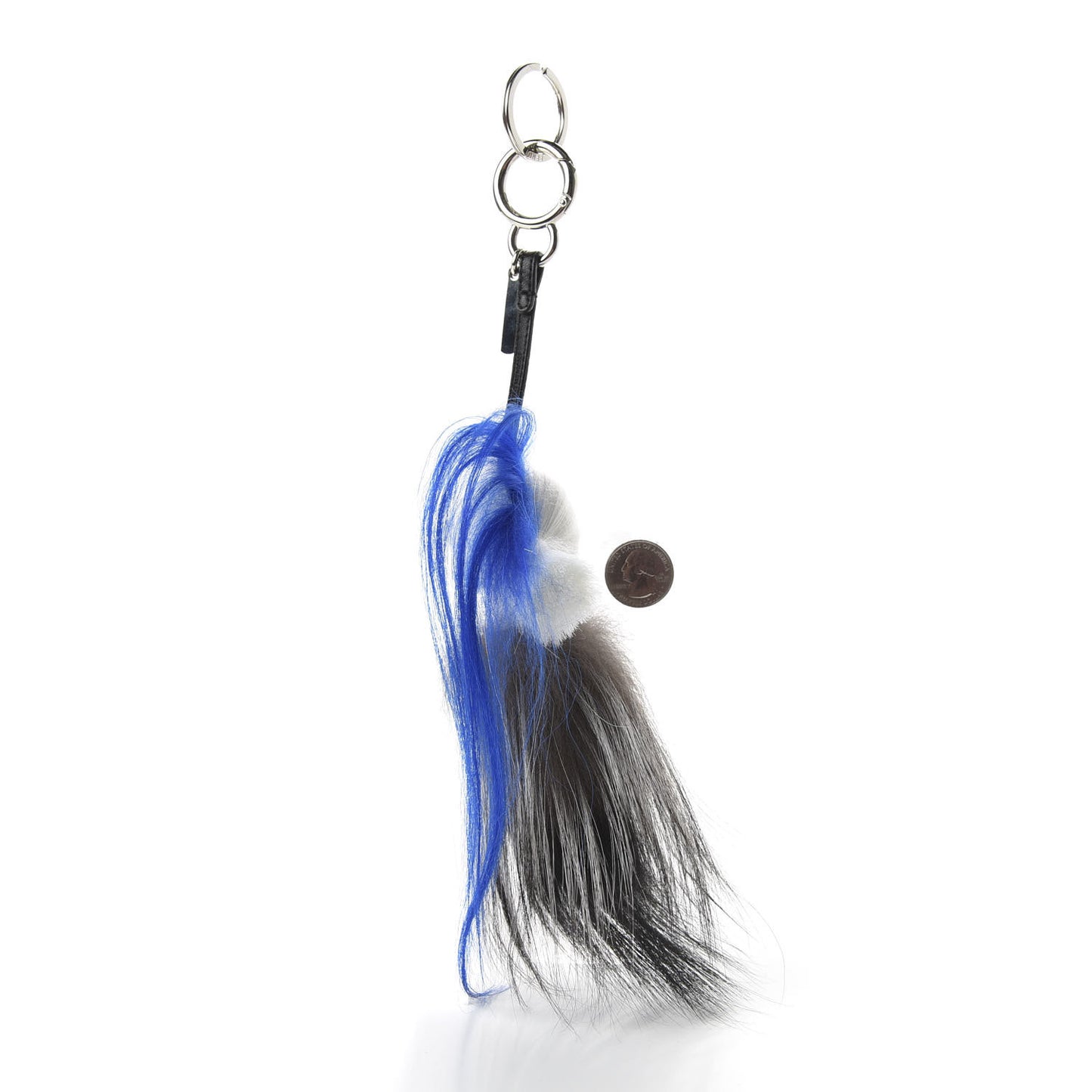 Mink Fox Goat Fur Mini Karlito Bag Charm Blue