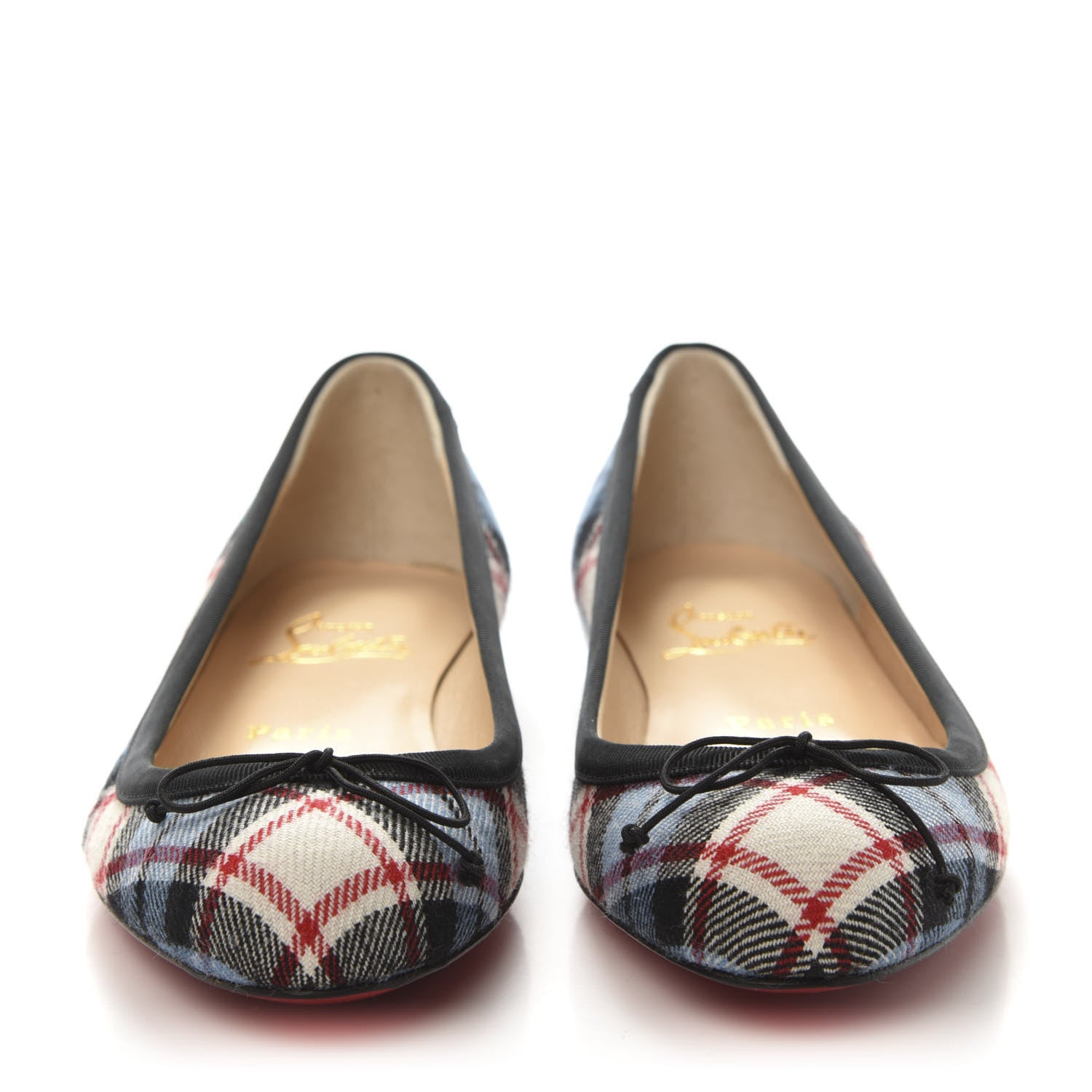 Christian Louboutin Tartan Sonietta Flats 36 Blue Black 2 of 7