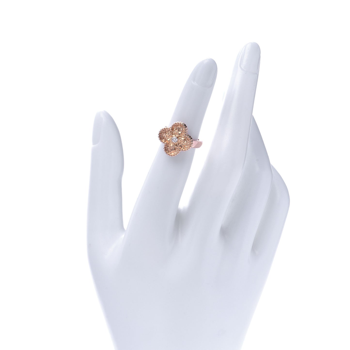 18K Rose Gold Diamond Vintage Alhambra Ring 47 4