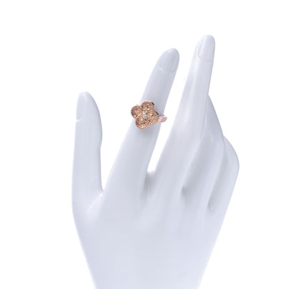 Van Cleef & Arpels 18K Rose Gold Diamond Vintage Alhambra Ring 47 4 2 of 5