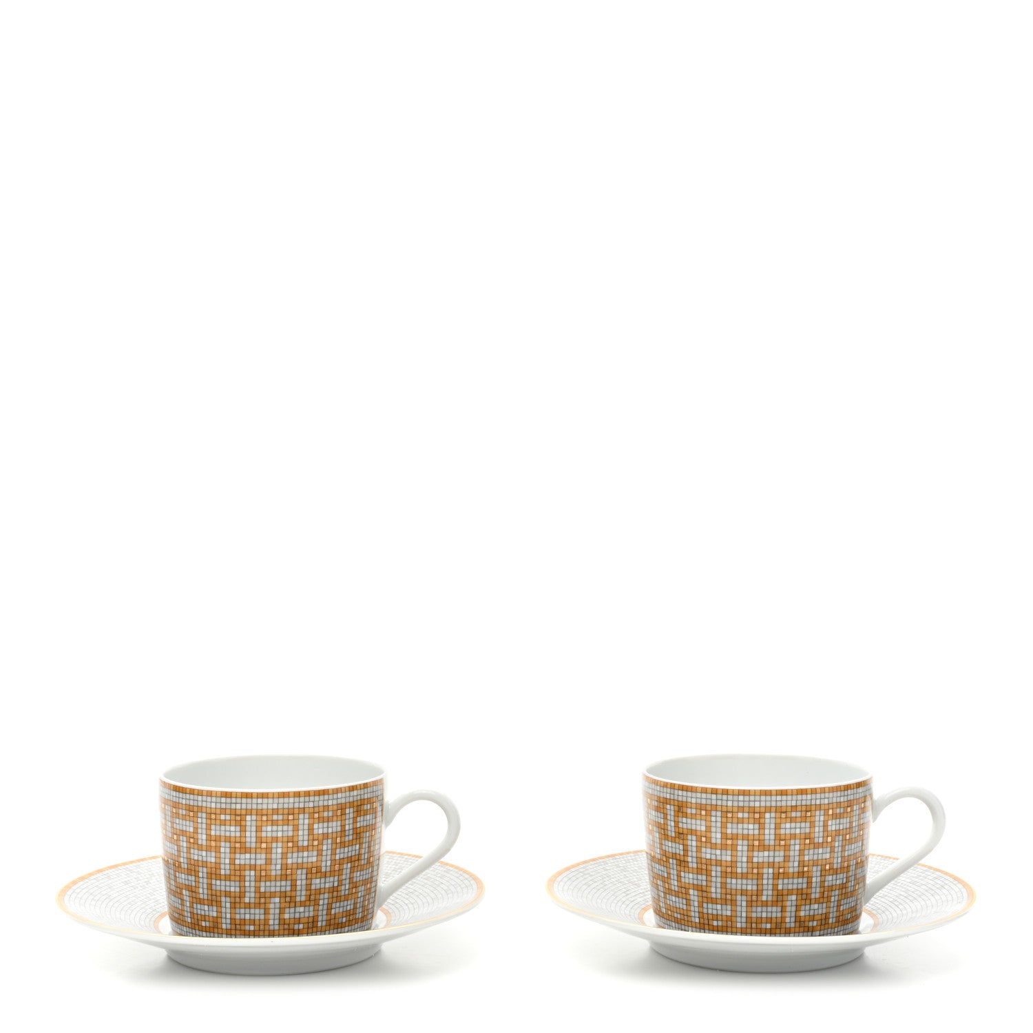 Hermes Porcelain 24 Gold Mosaique Teapot Cup Set Gold 6 of 13