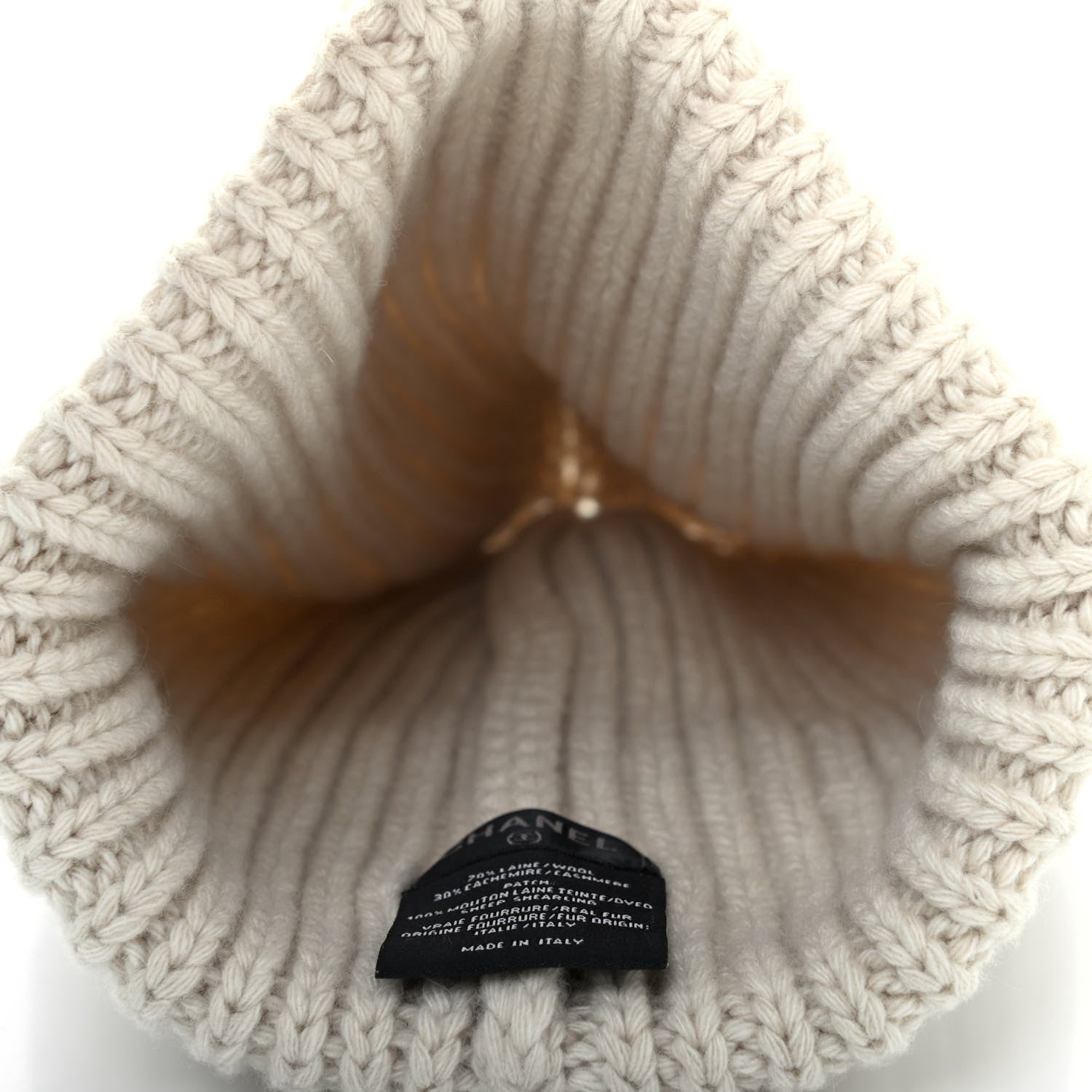 Chanel Wool Cashmere CC Beanie Hat White 4 of 4