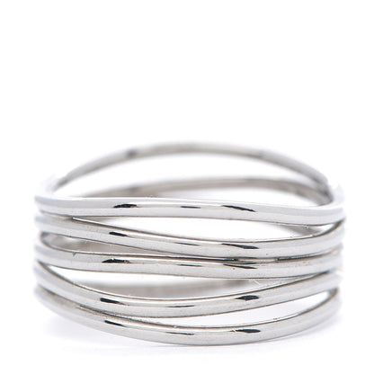 Tiffany 18K White Gold Elsa Peretti 5 Row Wave Ring 51 5.75 4 of 5