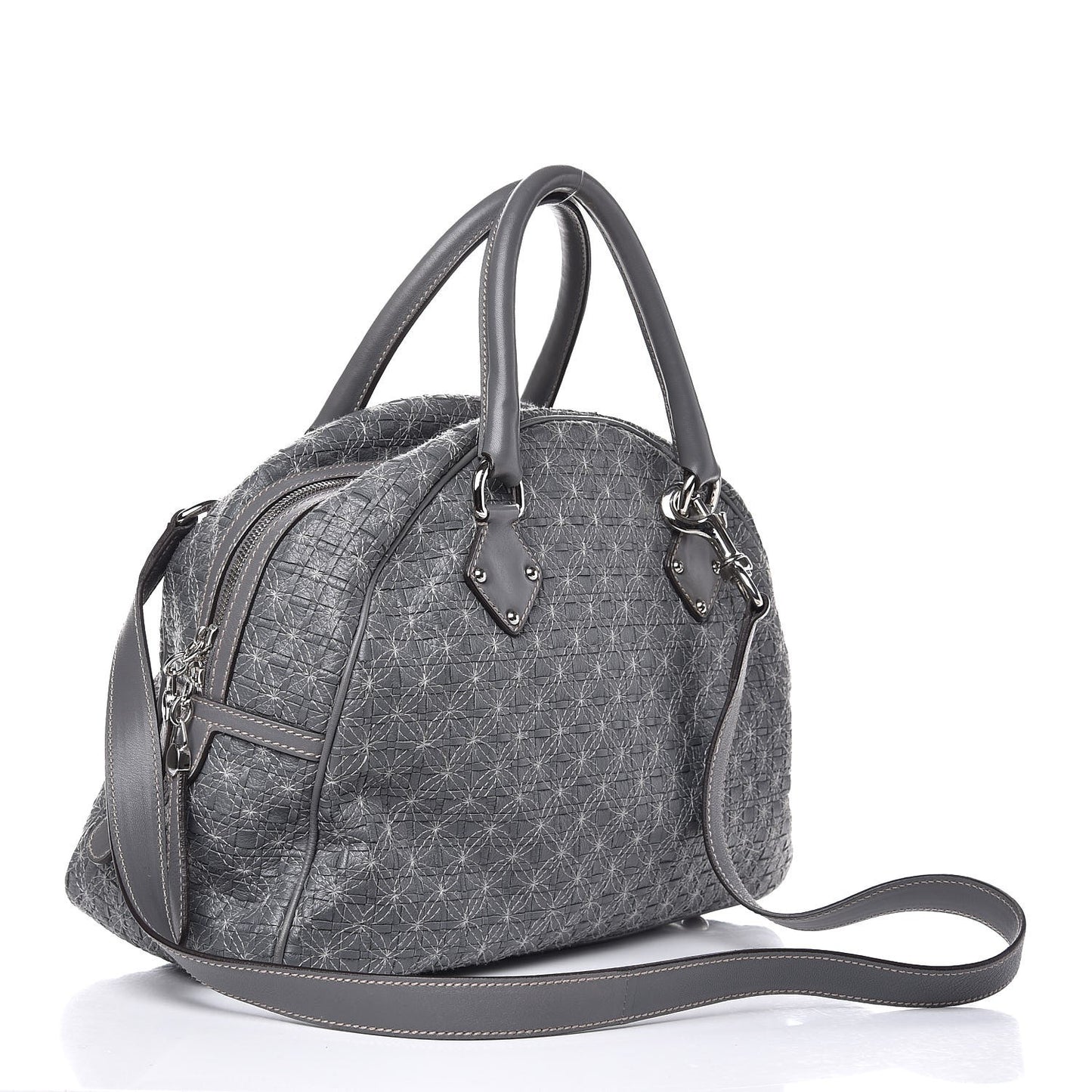 Woven Calfskin Miss Biz Bowler Grey
