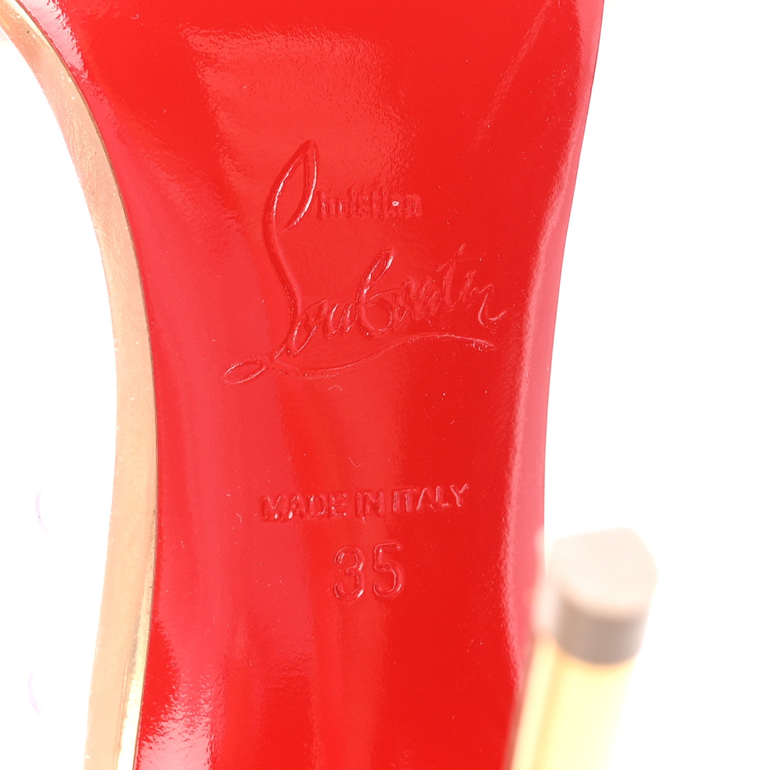 Christian Louboutin PVC Patent Collaclou 100 Pumps 35 Gold 7 of 9