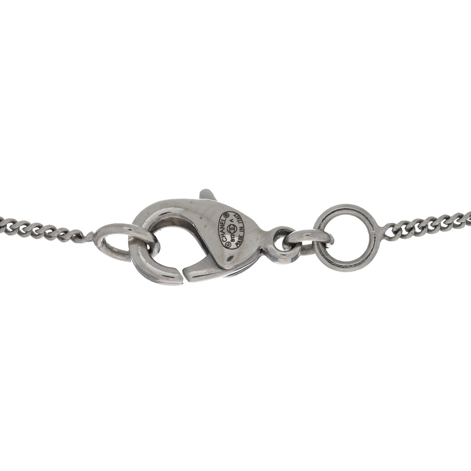 Chanel Baguette Crystal CC Necklace Silver 4 of 4