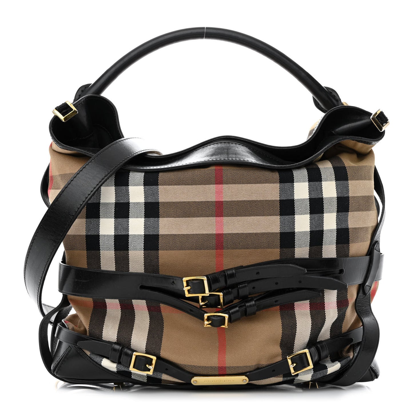 House Check Bridle Calfskin Medium Gosford Hobo Black