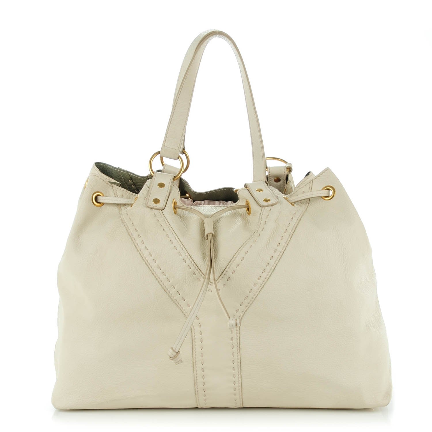 Saint Laurent Calfskin Reversible Double Sac Y Tote Ivory 1 of 8