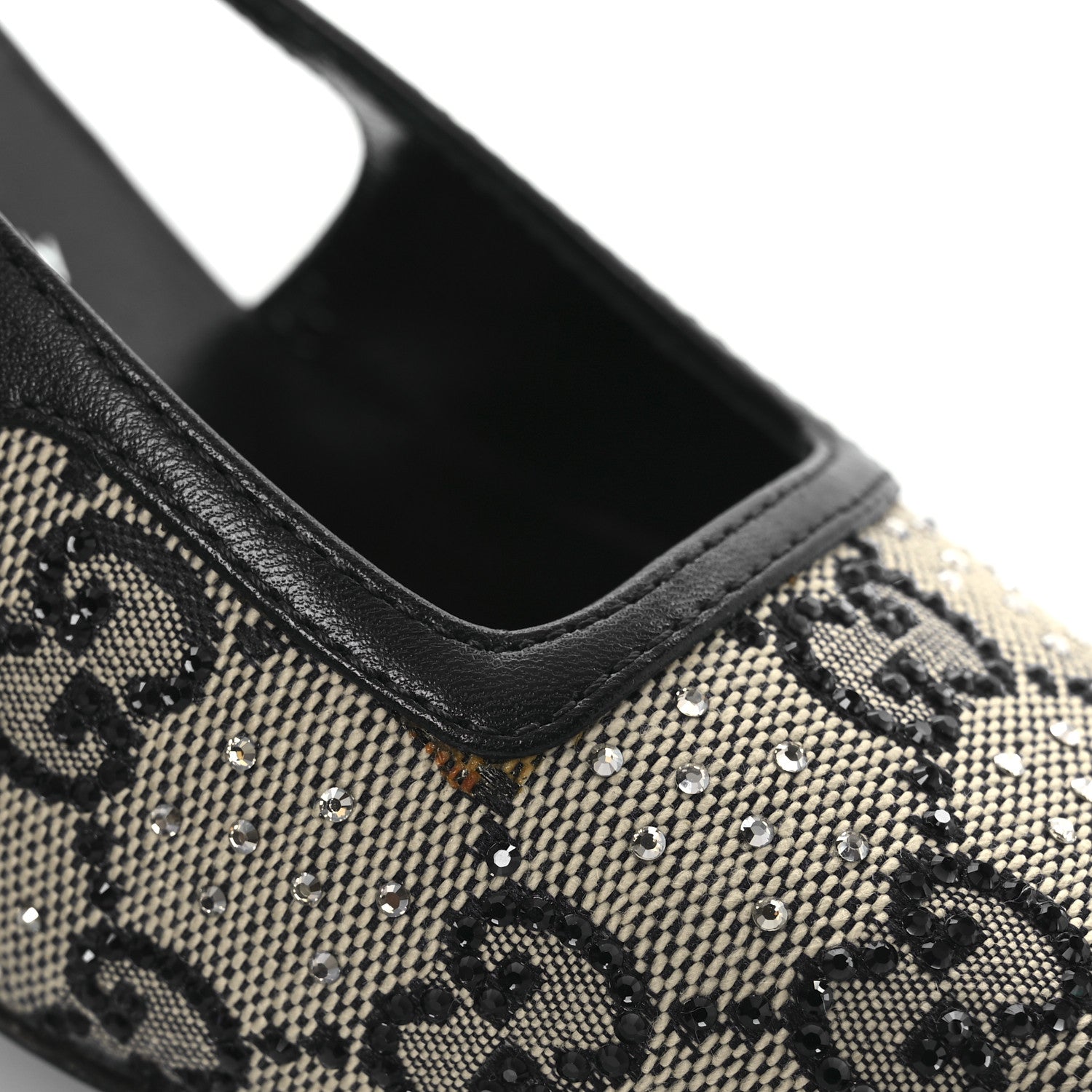 Gucci GG Monogram Malaga Kid Crystal Square G 75mm Slingback Pumps 37.5 Beige Blue 12 of 15