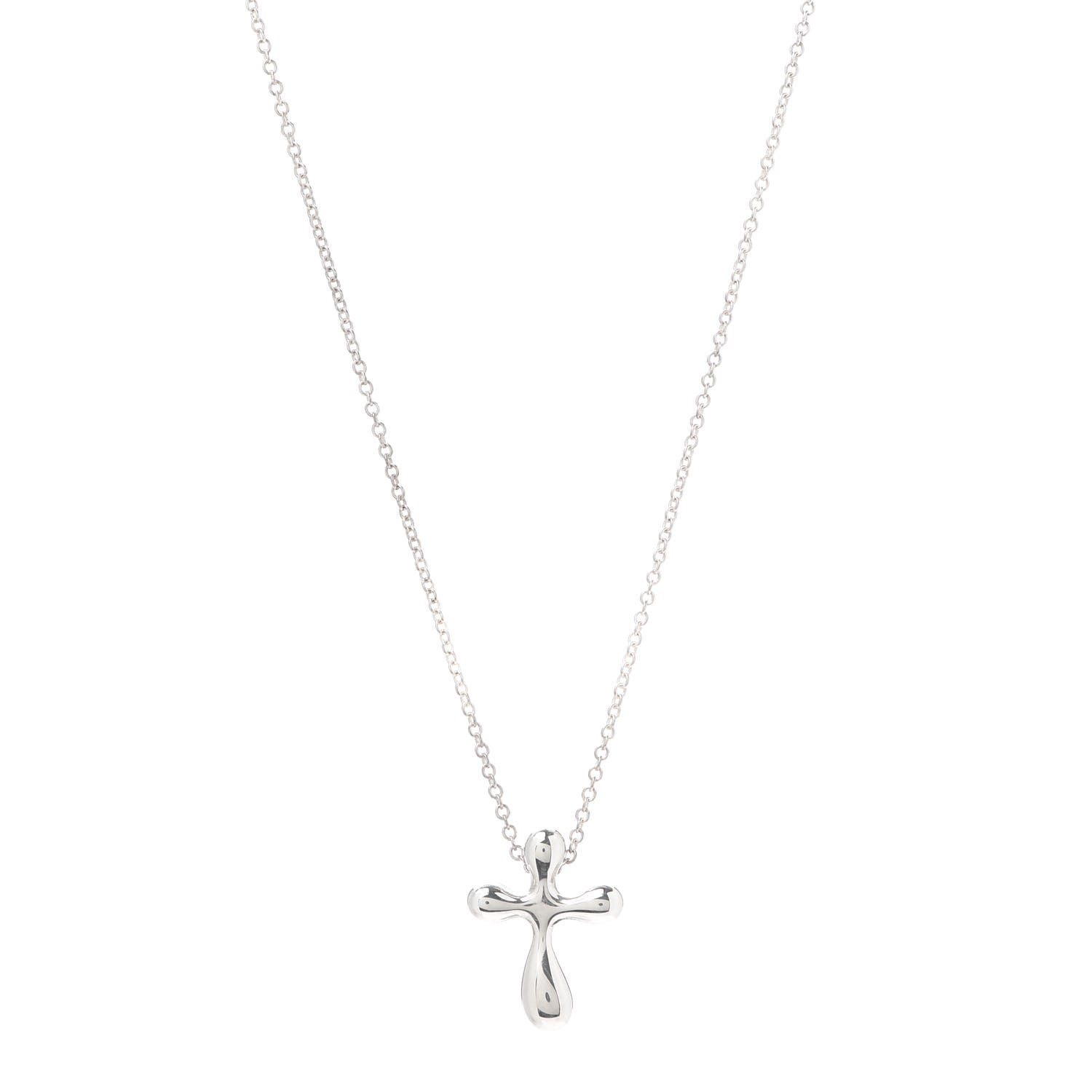 Tiffany Sterling Silver 16mm Elsa Peretti Cross Pendant Necklace 1 of 5