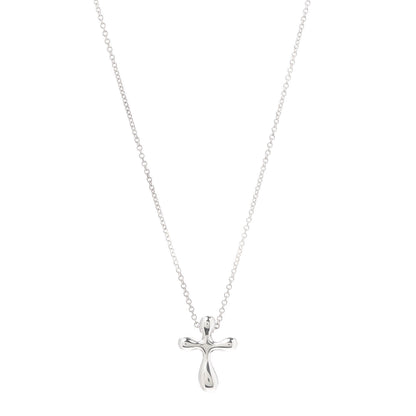Tiffany Sterling Silver 16mm Elsa Peretti Cross Pendant Necklace 1 of 5