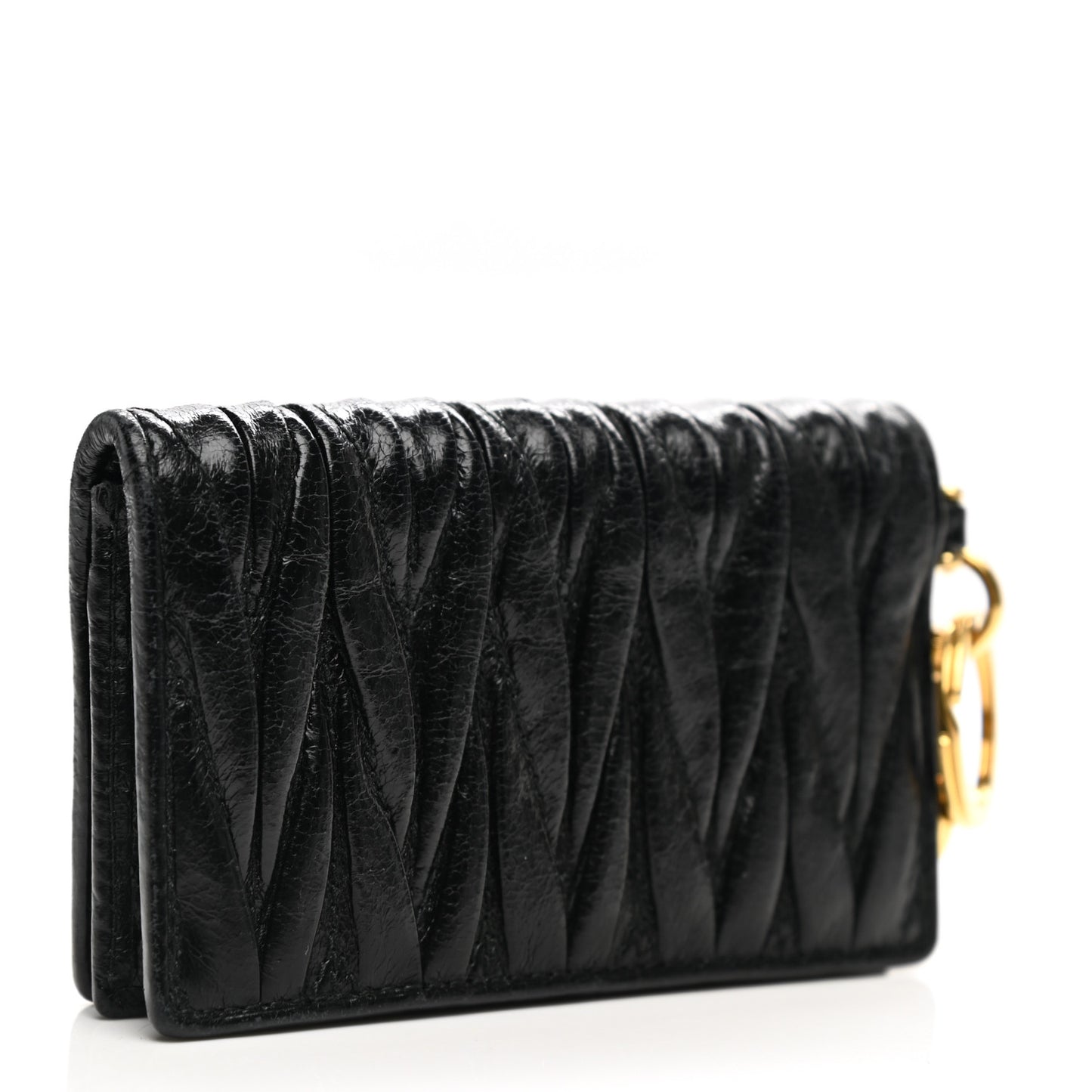 Nappa Matelasse Flap Card Holder Key Ring Black