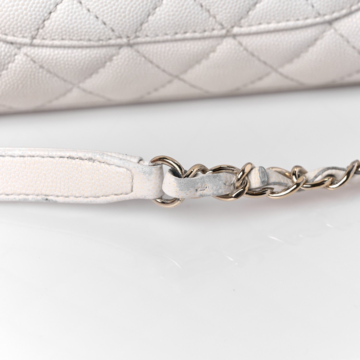 Chanel Caviar Quilted Small Coco Handle Flap White 19 of 20