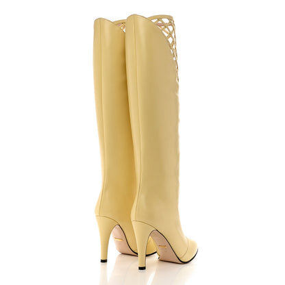 Gucci Plume Calfskin Damir Lattice Cutout Knee High Boot 40 Butter 4 of 9