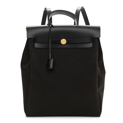 Hermes Military Toile Vache Hunter Herbag a Dos Zip Retourne Backpack Ebene Black 3 of 10