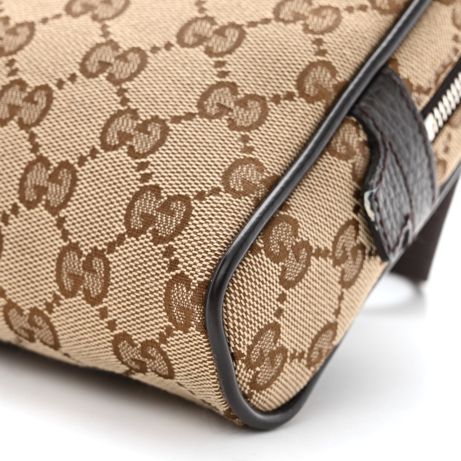 Gucci Monogram Dollar Calfskin Belt Bag Beige Ebony Testa di Moro Marrone Scuro 10 of 11