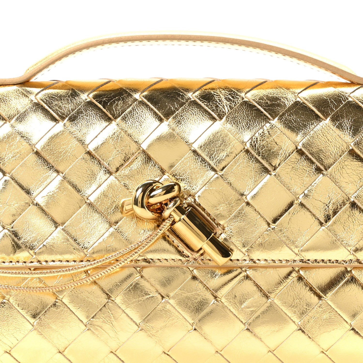 Bottega Veneta Metallic Lambskin Intrecciato Long Andiamo Top
