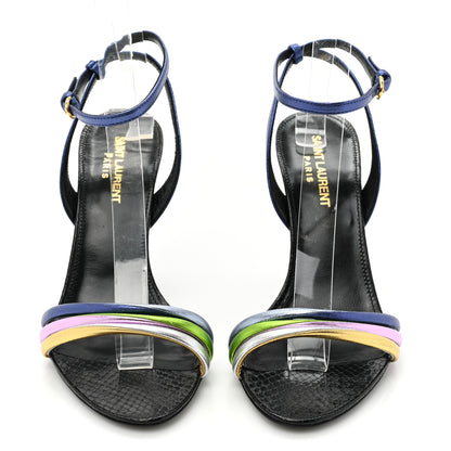 Saint Laurent Metallic Calfskin Manhattan Ankle Strap Sandal 36.5 Multicolor 2 of 9
