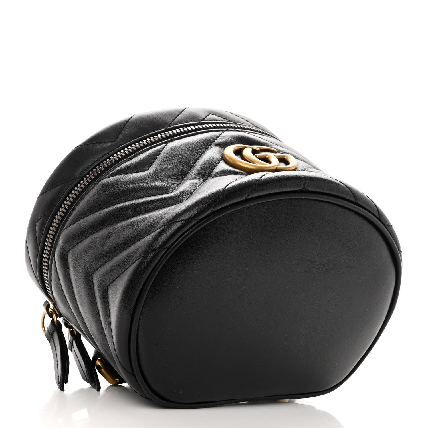 Gucci Calfskin Matelasse Mini GG Marmont Round Backpack Black 4 of 10