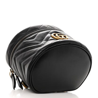 Gucci Calfskin Matelasse Mini GG Marmont Round Backpack Black 4 of 10