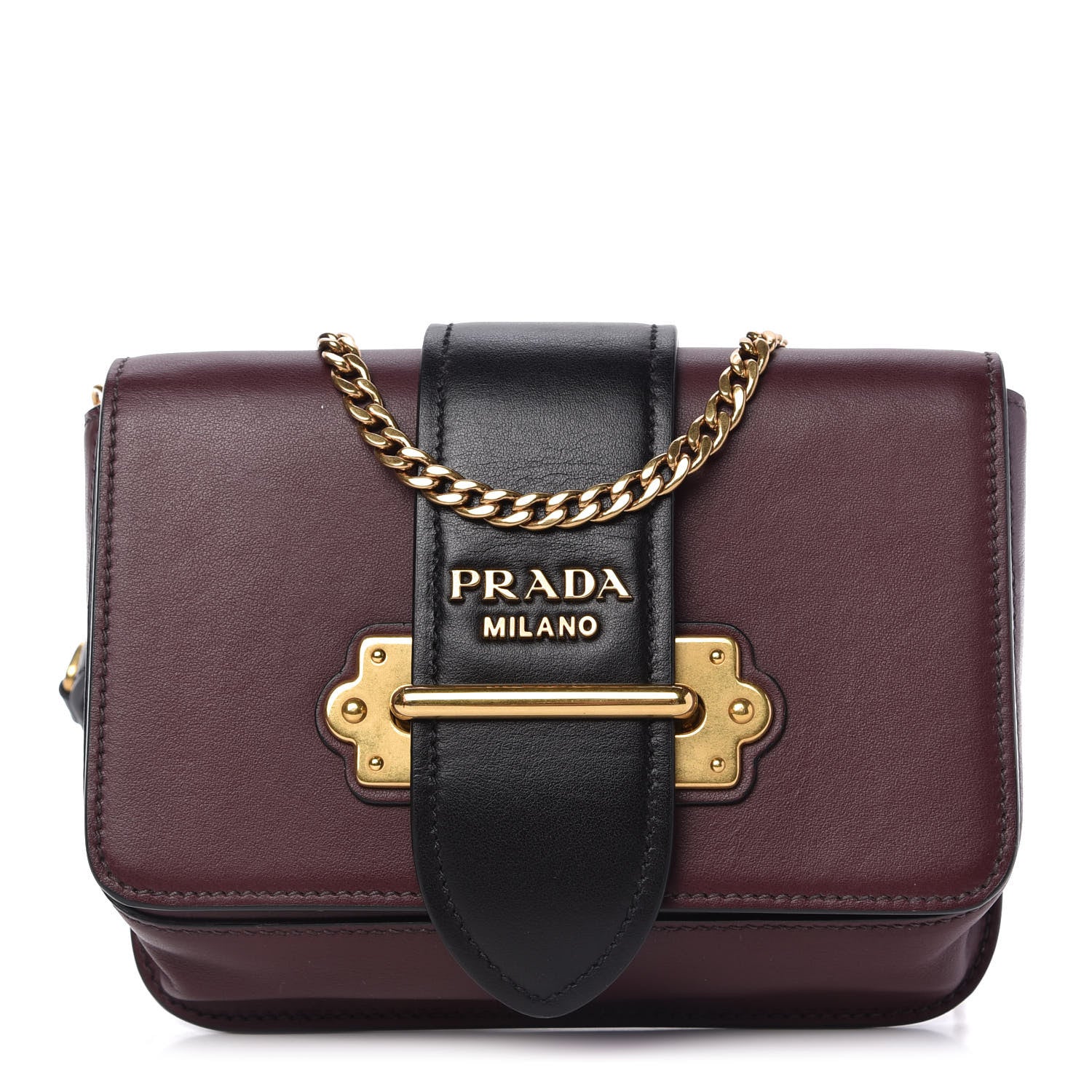 Prada City Calf Cahier Belt Bag Granato Black 1 of 11