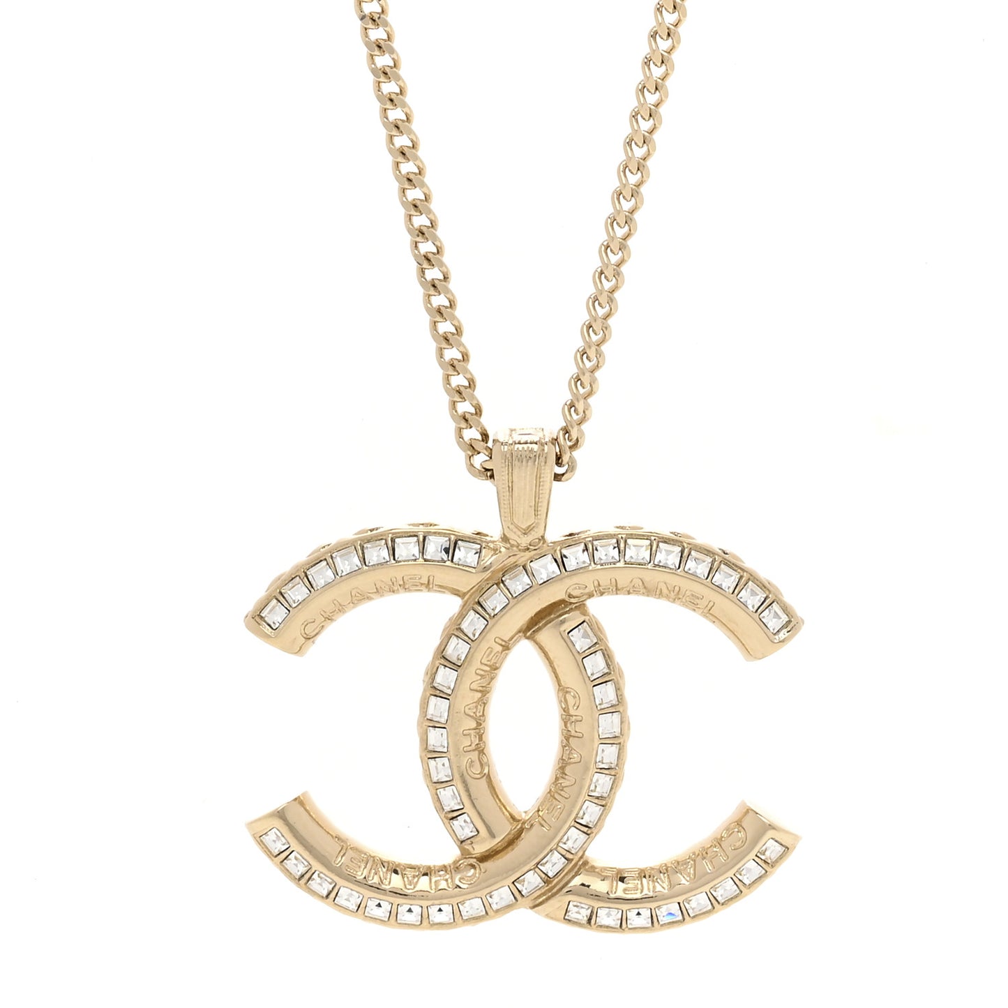 Crystal CC Chain Necklace Gold