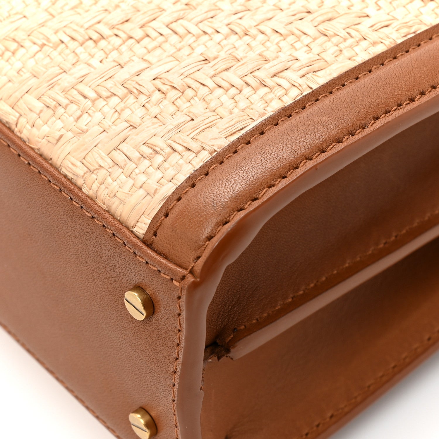Saint Laurent Raffia Calfskin Mini Classic Monogram Cassandra Top Handle Naturel Brick 14 of 14