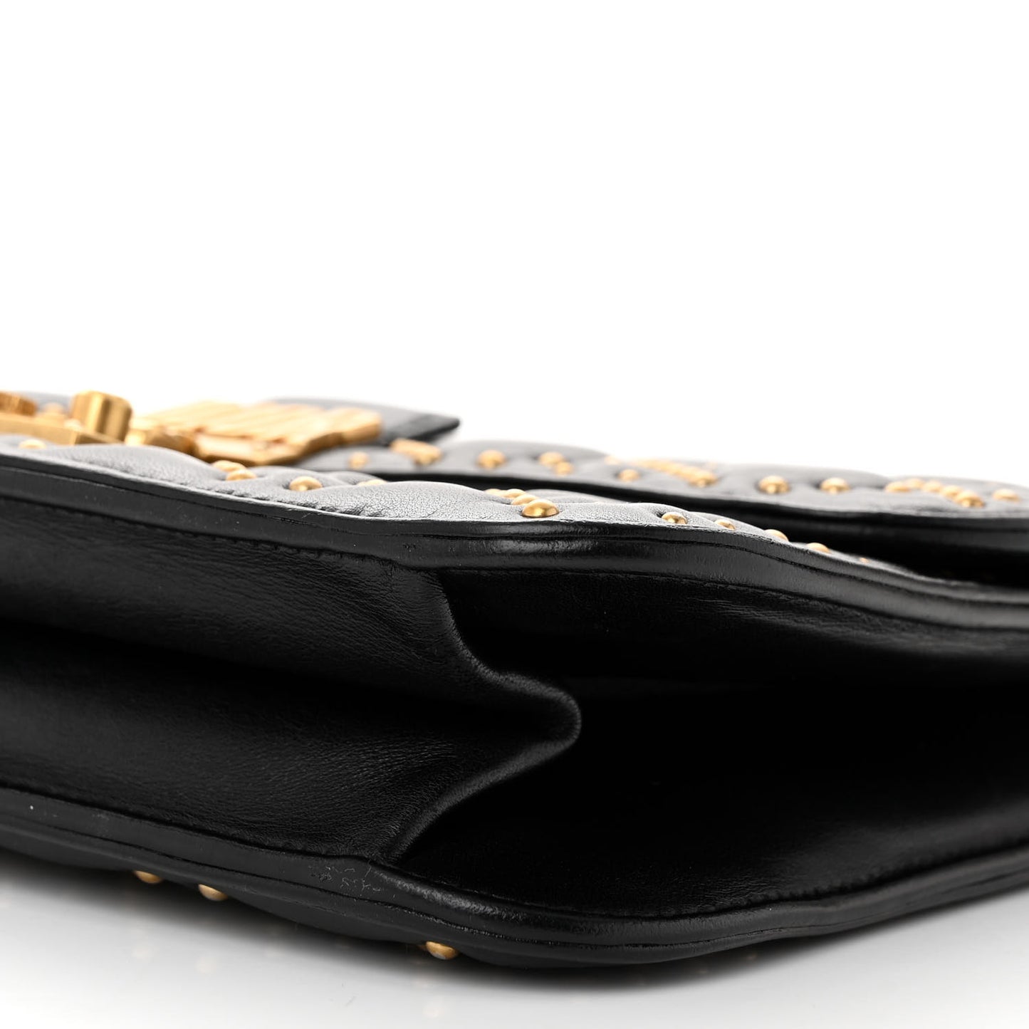 Lambskin Cannage Studded Large Dioraddict Flap Bag Black