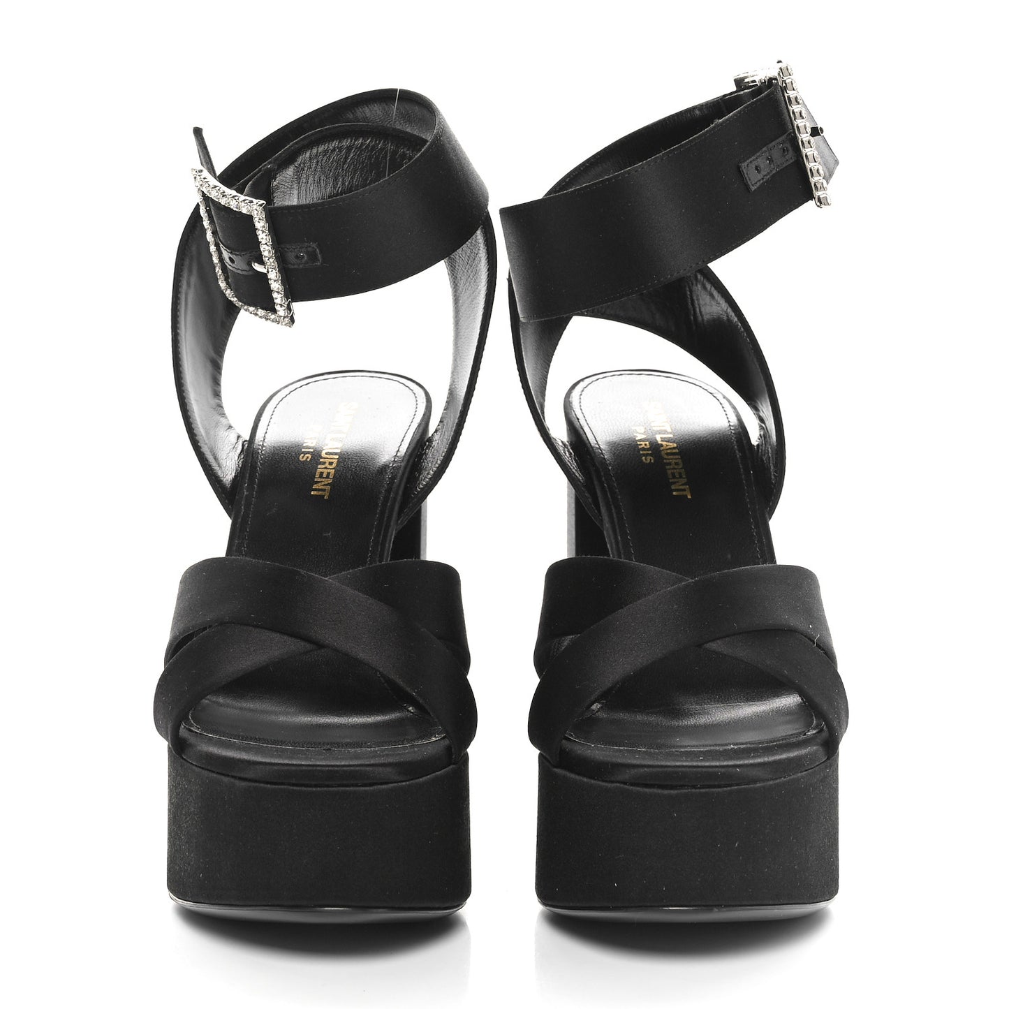 Satin Jota 85 Heaven Platform Sandals 38 Black