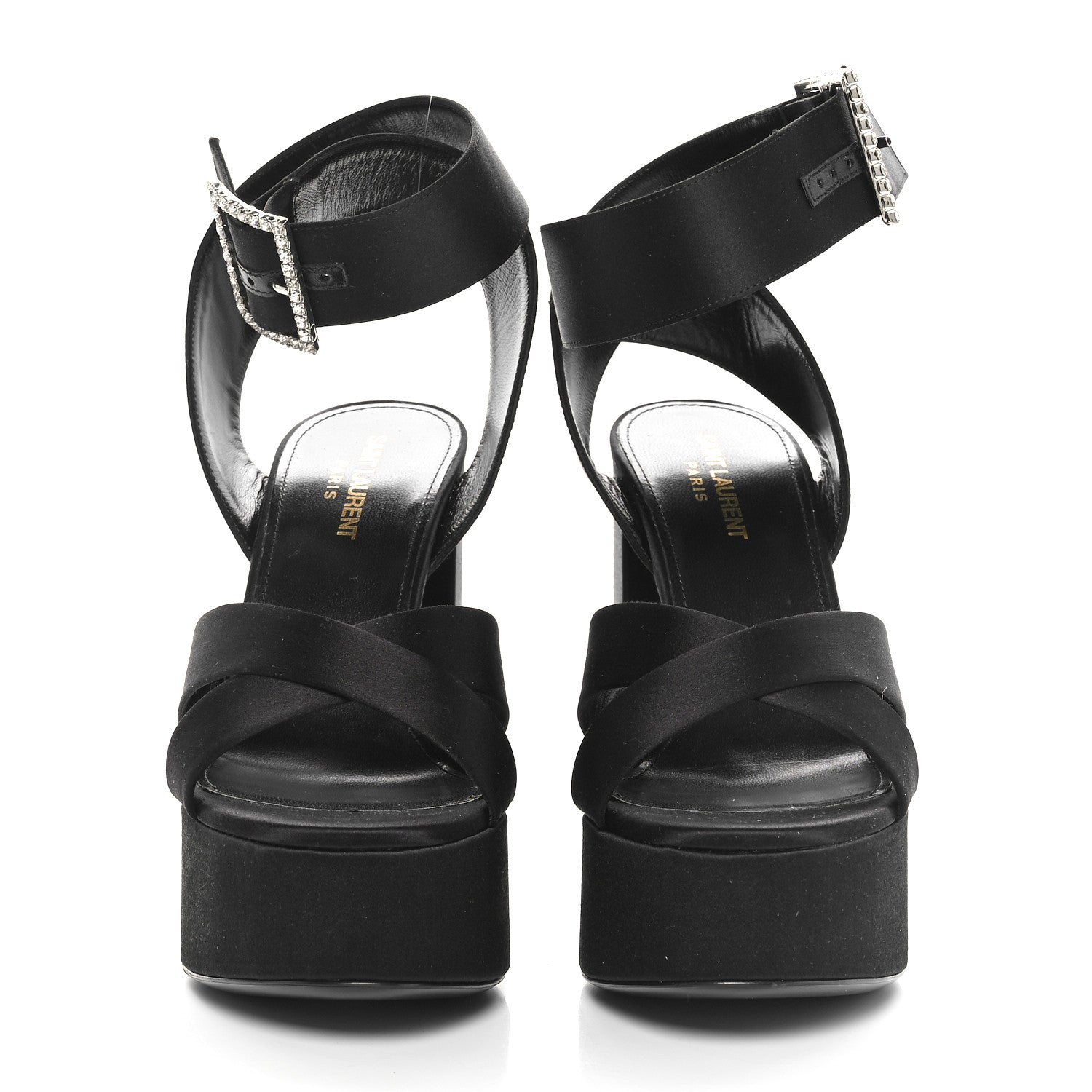 Saint Laurent Satin Jota 85 Heaven Platform Sandals 38 Black 2 of 8