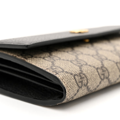 Gucci Dollar Calfskin GG Supreme Monogram Petite GG Marmont Wallet Chain Bag Black Beige Ebony 10 of 12